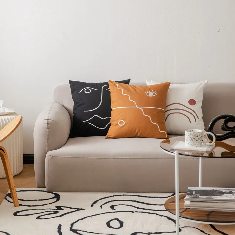

2021 New Canvas Embroidered Throw Pillow-Facebook Style Cushion Cover Pillow Sofa Decorative Pillow Bedroom Study