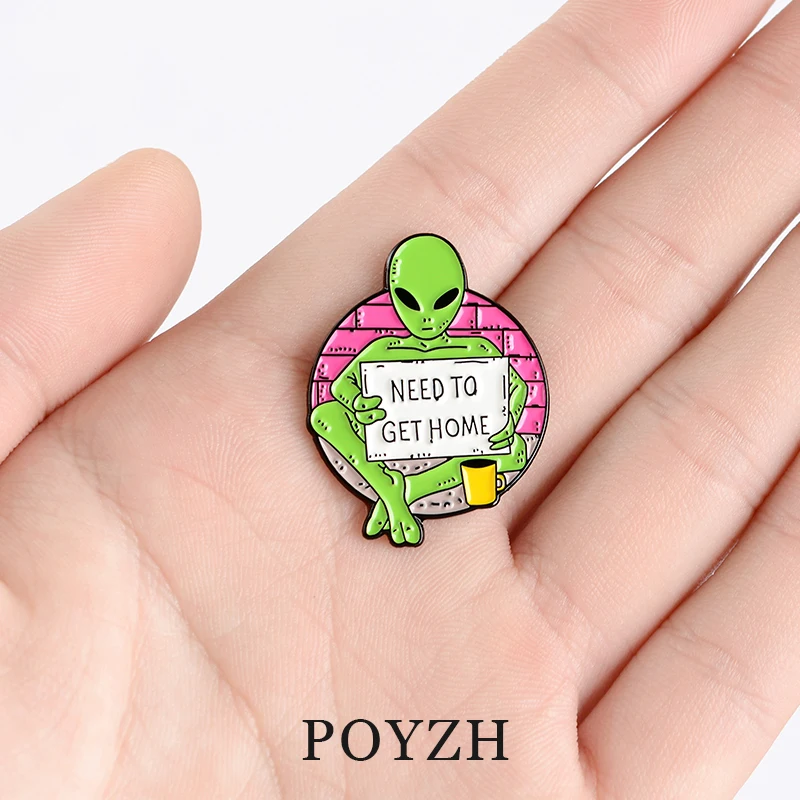 Плохой инопланетянин на заказ эмалированная брошь ювелирные изделия кофейная