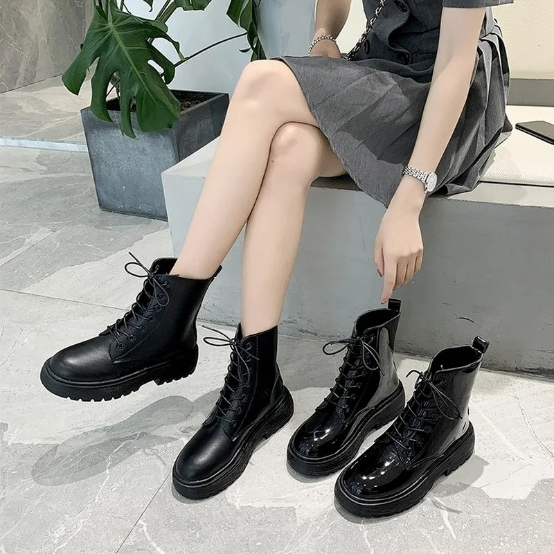 

New Round Head Europe and America Woman Martin Bootscasual Solid Color Autumn Winter Shoes for Women A052