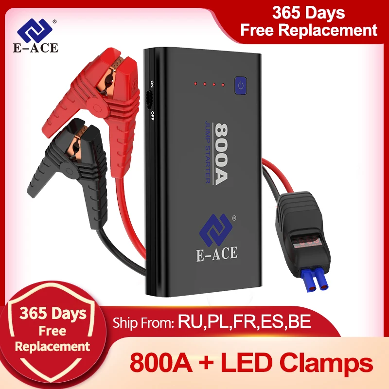 

E-ACE Car Jump Starter Battery Power Bank Current 800A 12V Emergency Portable Vehicle Battery Multifunction Device With USB
