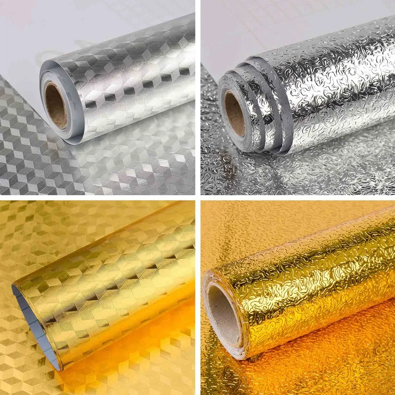 

Kitchen Oil Proof Wall Sticker Aluminum Foil Self Adhesive Wallpaper Kitchen Film Utensils Stove Tools for Kitchen Decoration