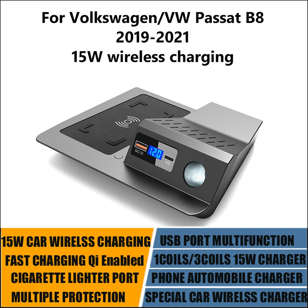 

QI Car Charging For Volkswagen/VW Passat B8 2019 Fast Phone Wireless Charger Car Central Control Modification Accessories 15W