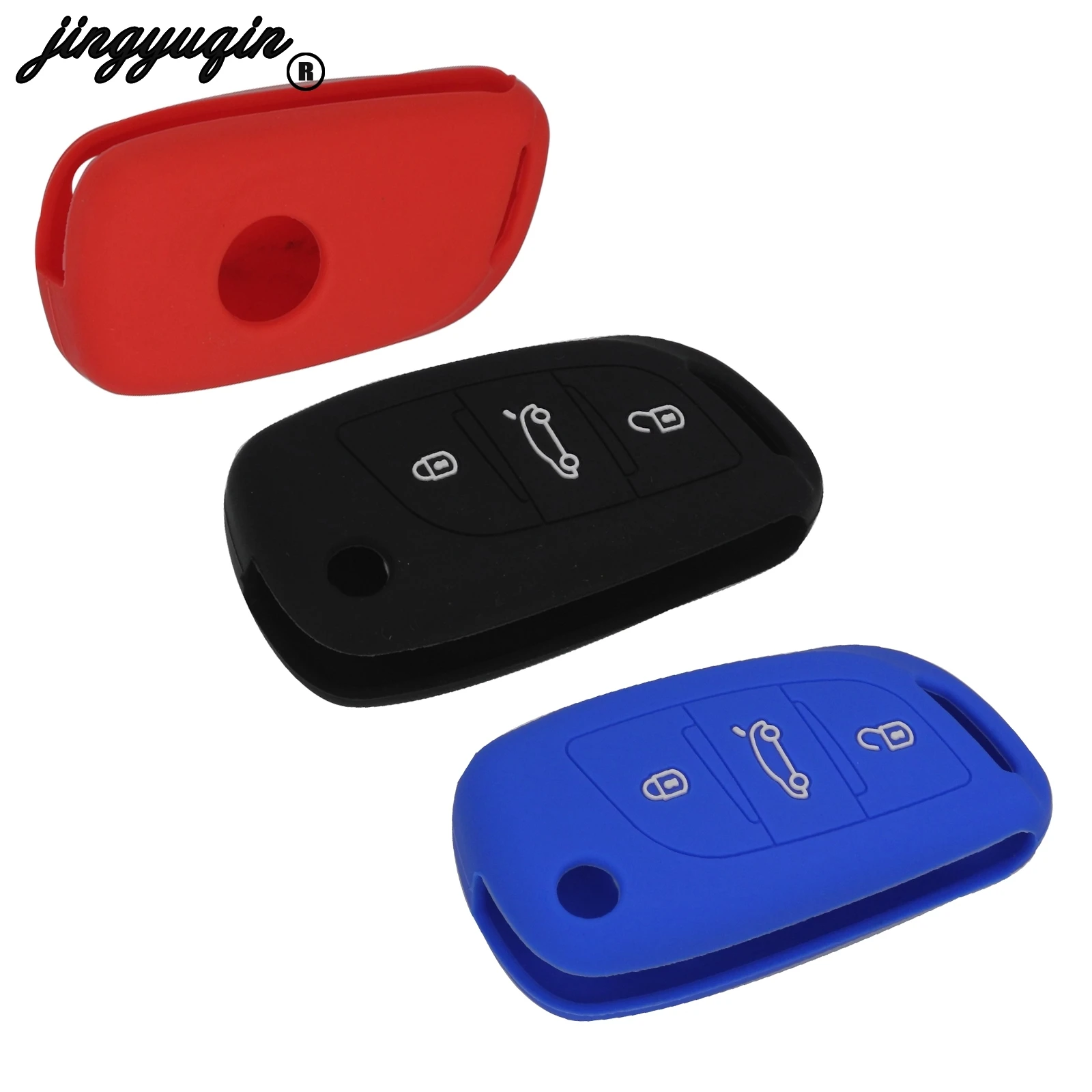 Jingyuqin 3 кнопочный силиконовый чехол для ключей от машины Fob Citroen C2 C3 C4 C5 C4L DS3 DS4 DS5 DS6