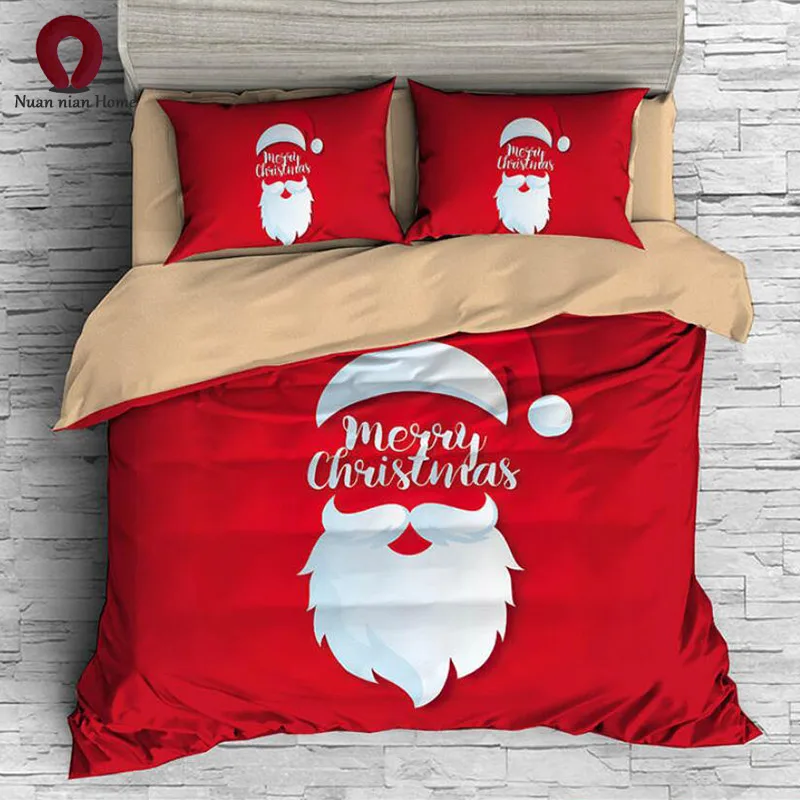 Рождественский Комплект постельного белья 3D белая борода праздничный комплект