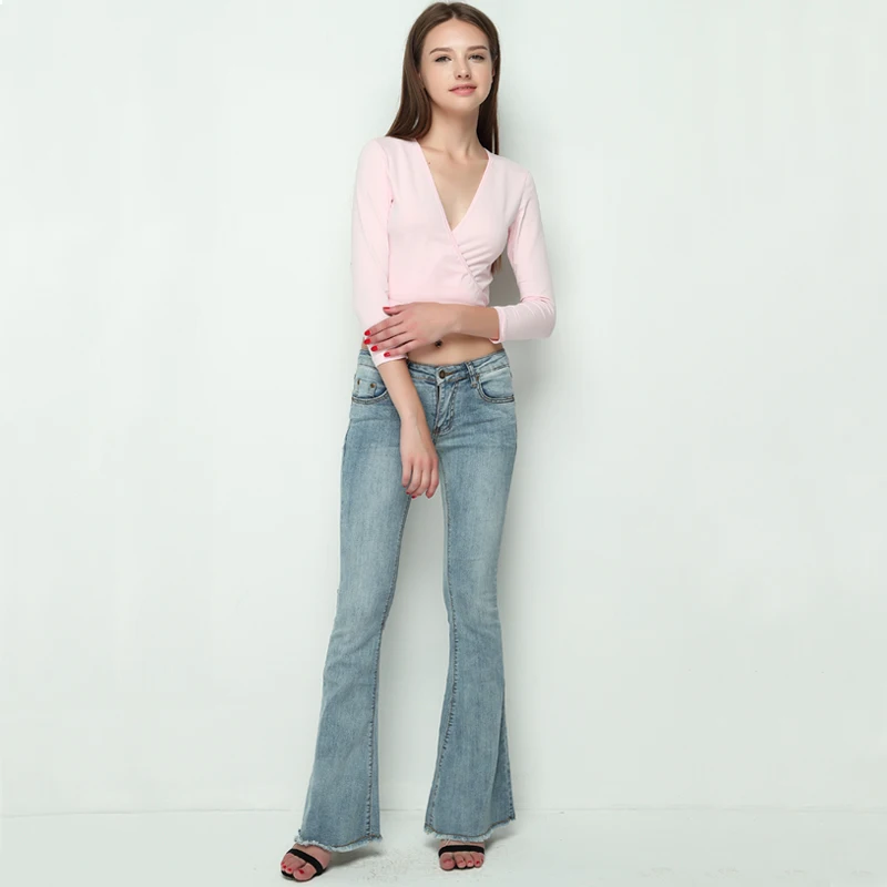 2020 Винтажные эластичные расклешенные джинсы с низкой талией женские узкие в