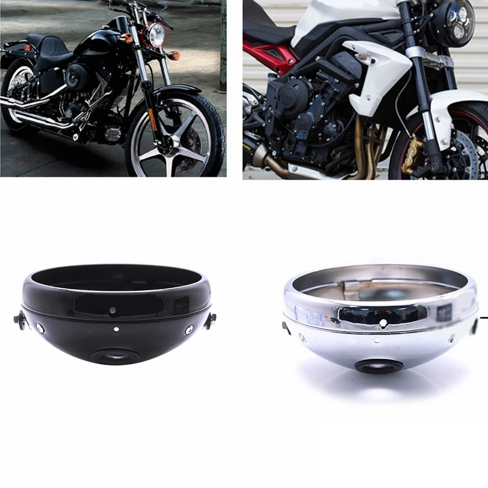 

Motorcycle Vintage 7" LED Headlight Mounting Bucket 7 Inch Headlamp Shell Housing for Cafe Racer For Harley