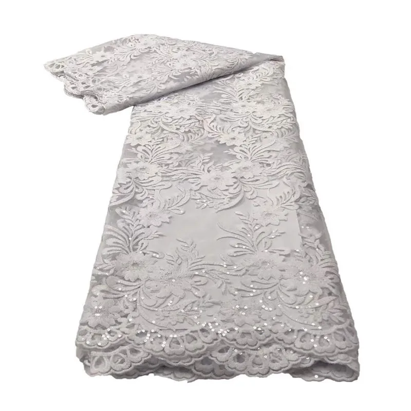 

Orange Hot Sale Sequins Lace Fabrics High Quality Nigerian Net Lace Fabric for Wedding Party African Sequence Lace Fabric