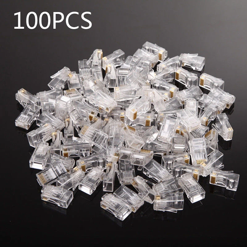 Сетевой модульный штекер 100 шт./лот RJ45 8P8C CAT5e CAT6 концевой разъем для кабеля |