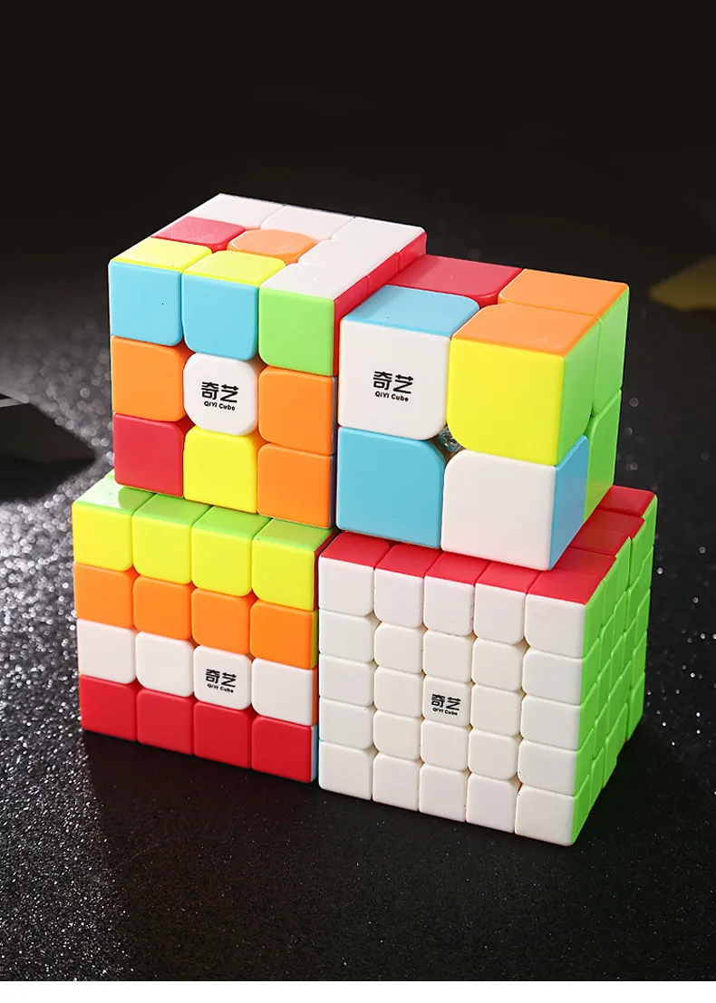 Qiyi, набор из 4 кубиков, магический нео-куб, набор включает 2x2 3x3x3 4x4x4 5x5x5, безлипкий кубик для тренировки мозга, детские игрушки