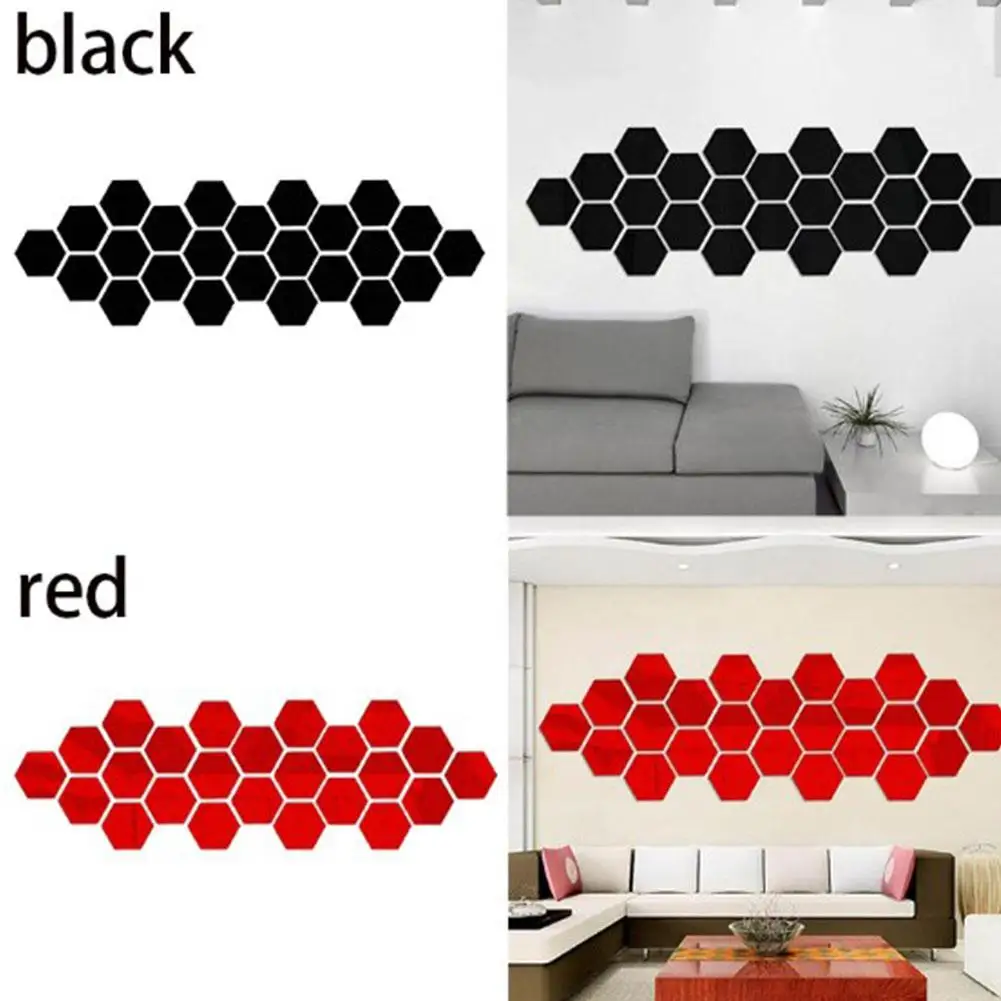 12 шт 3D Шестигранная акриловая зеркальная Настенная Наклейка s DIY Художественный