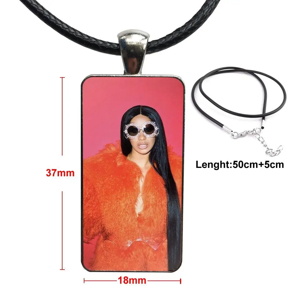 Cardi B Top Detailed Popular For Child Vintage Jewelry Steel Color Glass Cabochon Choker Pendant Long Rectangle Necklace | Украшения и