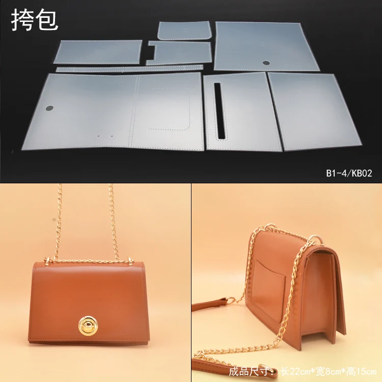

Handmade leather goods DIY chain bag Vintage Bag Messenger Bag Shoulder Bag PVC drawing 15x22cm