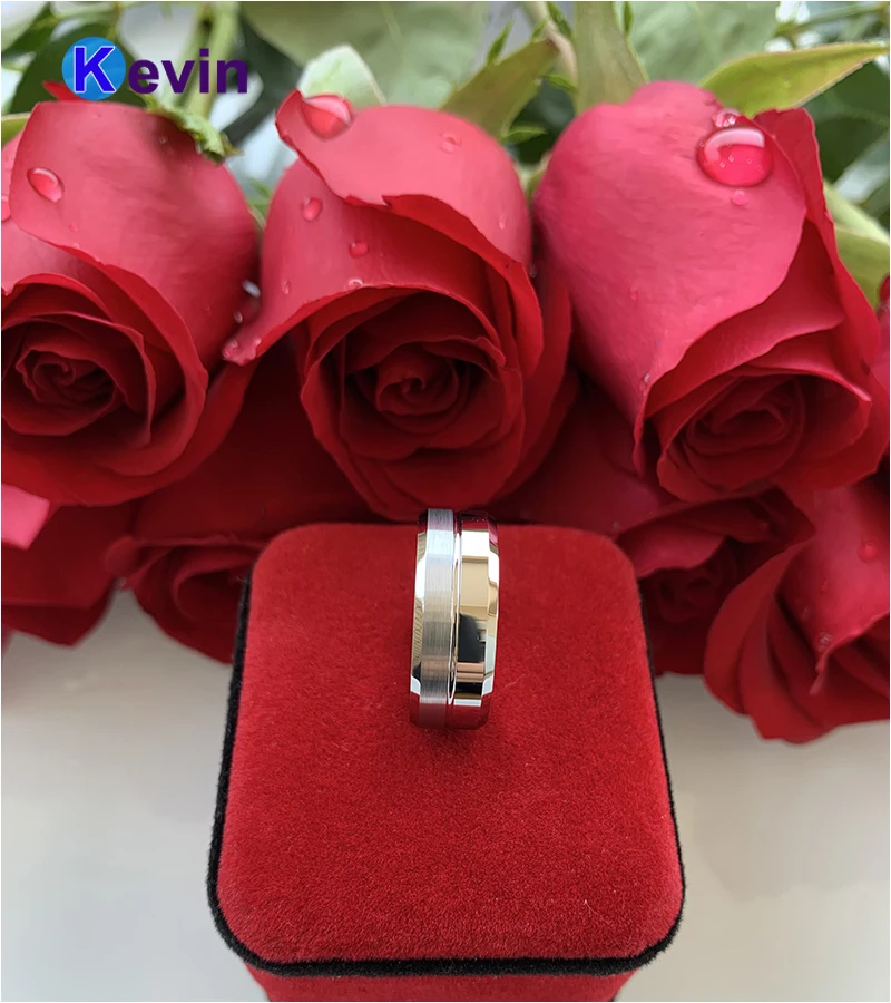 Обручальное кольцо из карбида вольфрама для мужчин и женщин обручальное с пазом