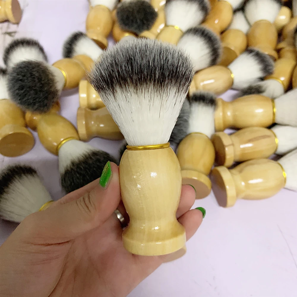 1pc Professional Men's Shaving Brush with Wooden Handle Nylon Facial Beard Cleaning Safety Razor Salon Barber Tool | Красота и