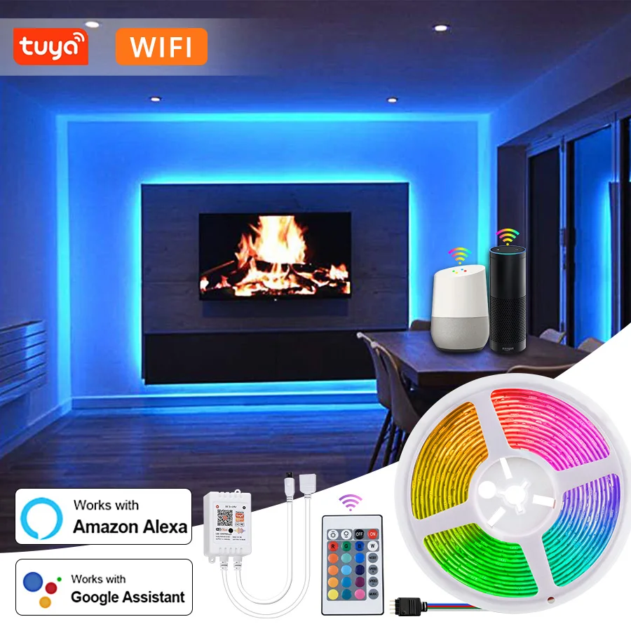 Приложение Tuya Smart Life Wifi Светодиодная лента 12 В 5050SMD RGB Голосовое управление