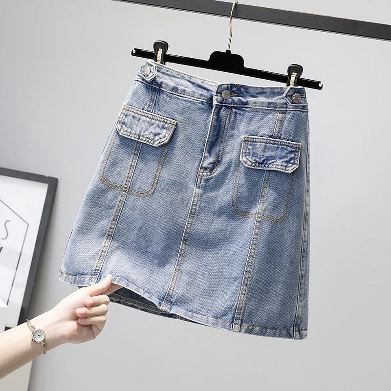 

Denim Mini Plus Size Oversized 5Xl Large Korean Fashion High-Waisted Vintage Summer Women'S Clothing Skirt Vetement Femme 2021