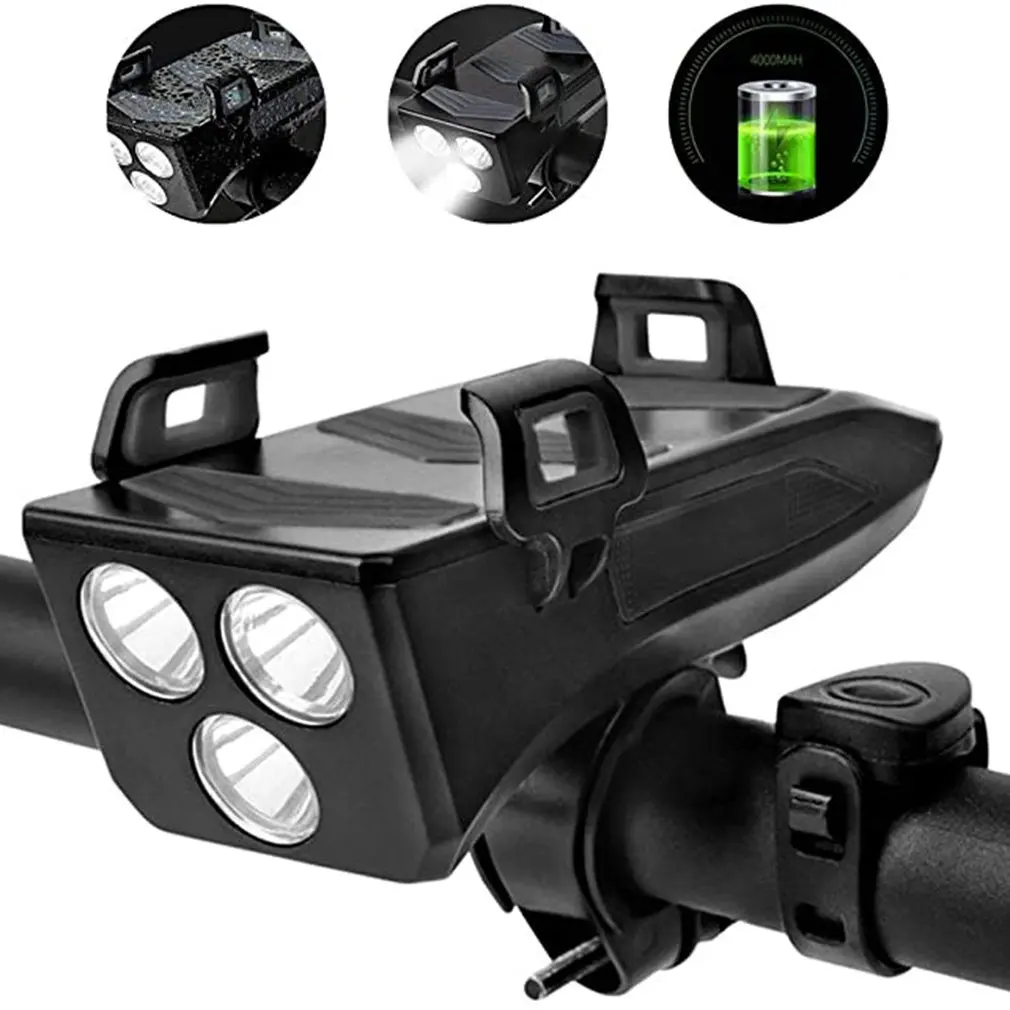 

Multifunction LED Bicycle Light Mobile Phone Bracket Riding Front Light Speaker USB Charger Bike Horn Handlebar Phone Holder