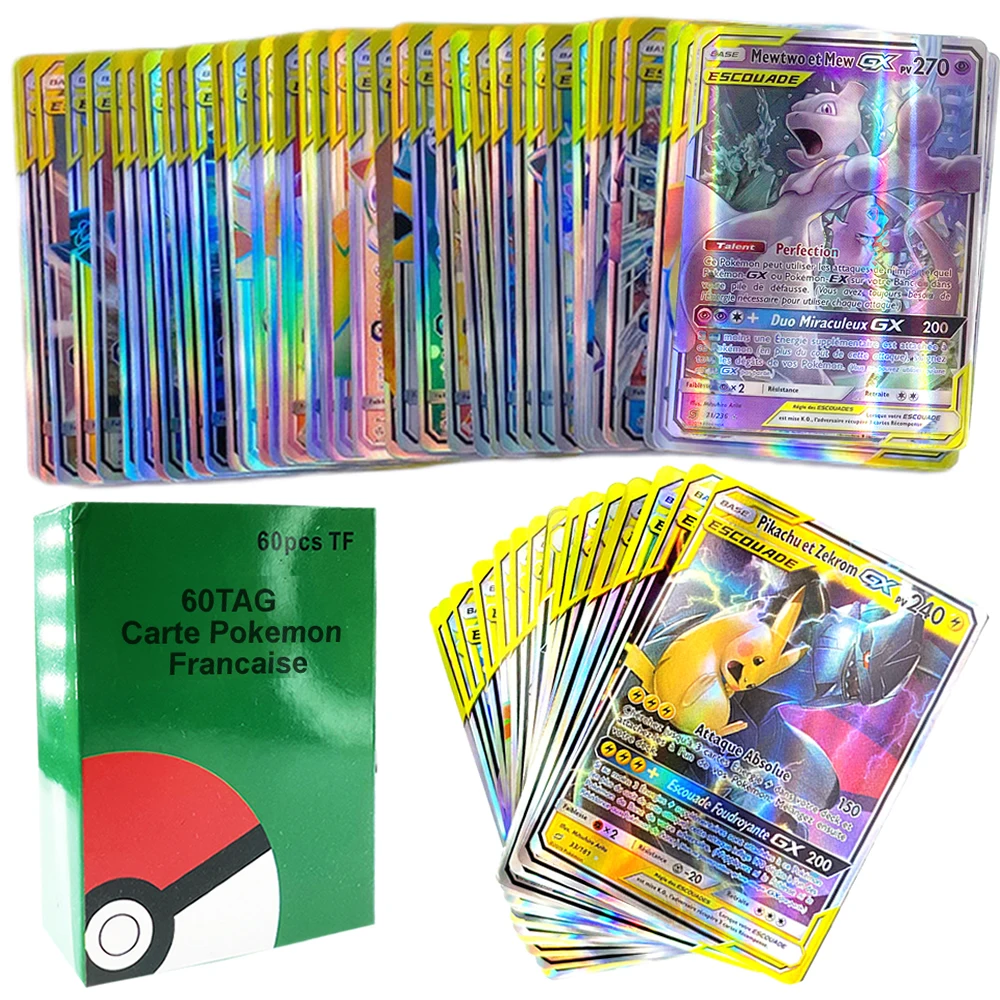

Новинка 2022, карты Pokemon во французском стиле, Лидер продаж, блестящие GX VMAX игральные карты, коллекция боевых игр, торговые детские игрушки