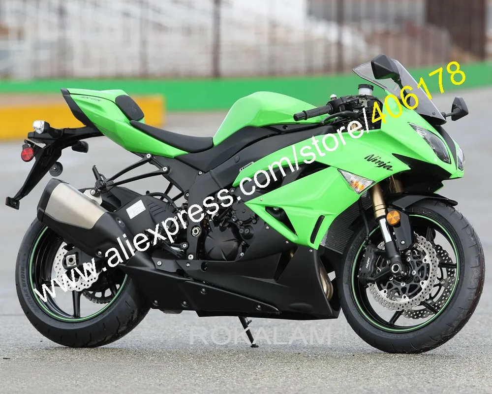 

Обтекатели ZX6R 09 10 11 12 для Kawasaki Ninja ZX-6R 2009 2010 2011 2012, зеленые Обтекатели для мотоциклов (литьё под давлением)