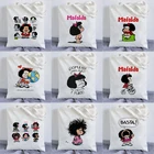 Сумка Mafalda Женская холщовая, милый саквояж-тоут в стиле аниме Харадзюку, сумочка-Шоппер большой вместимости, повседневный чемоданчик на плечо для девушек