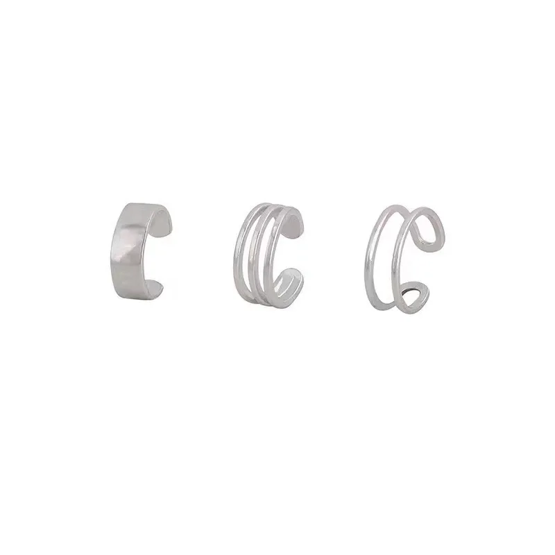 

3 pcs Fashion Simple Smooth Ear Cuffs Clip Earrings for Women No Piercing Fake Cartilage Earring Jewelry Gifts