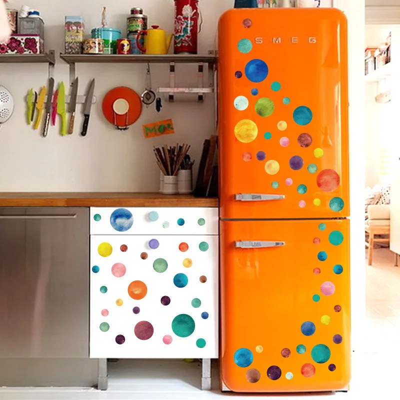 

DIY Cute Children Decals Bedroom Entrance Cabinet TV Wall Glass Window Home Decor Colorful Dots Embellishment Wall Sticker