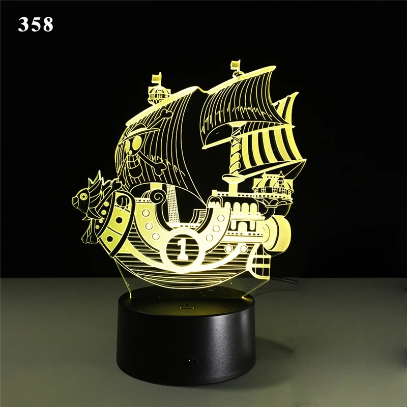 

3D Pirate Ship Night Light Speed Boat Sailboat Yacht LED Nightlight Home Decor RGB Table Sleep Lamp Kids Birthday Christmas Gift