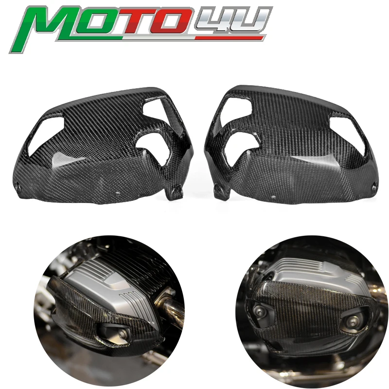 Блеск Настоящее углеродное волокно Головка блока цилиндров для BMW R NINET 2014-2017 R1200GS