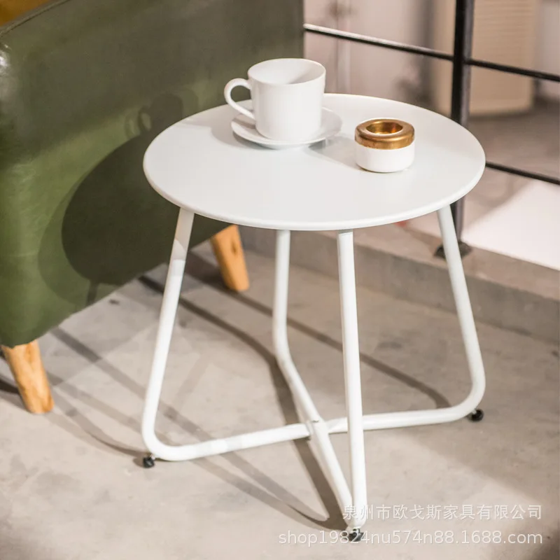 

Nordic simple wrought iron small coffee table sofa with several small corners and modern balcony outdoor small round table