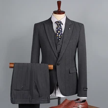 Terno de três peças terno de oimgsuit masculino versão coreana do fino pequeno terno profissional formal wear melhor homem noivo vestido de casamento (1)