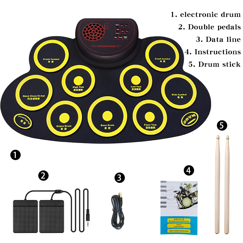 Силиконовые Электронные Ударные установки комплект Портативный Roll Up