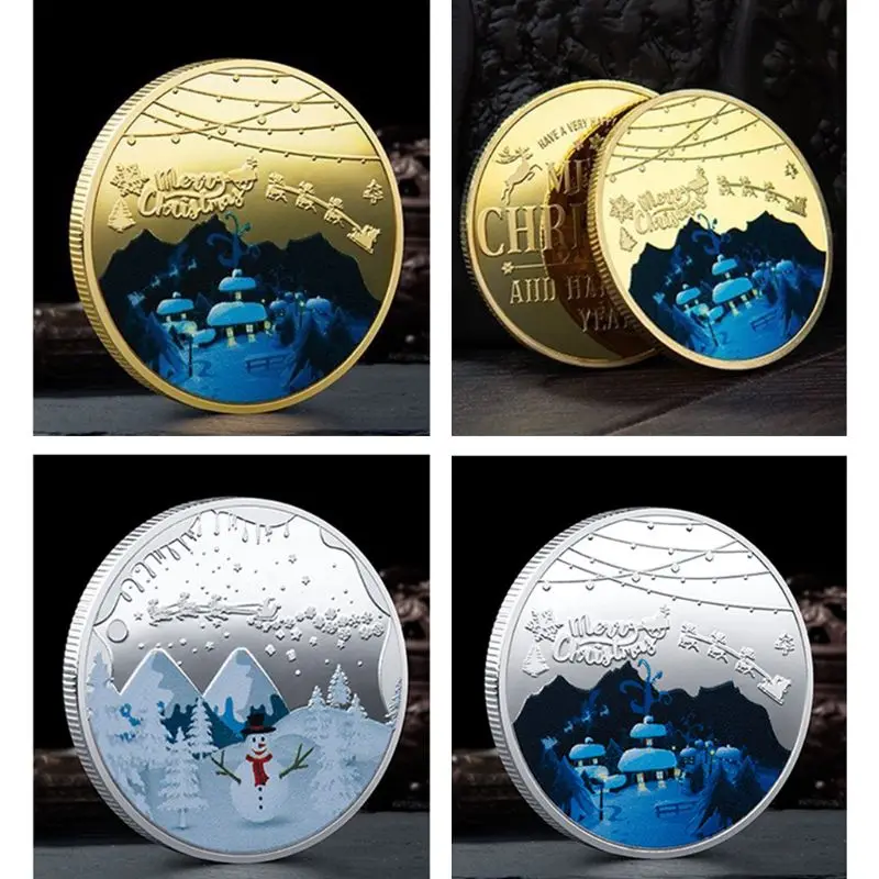 Счастливого Рождества снеговик Позолоченная серебряная коллекция монет сувенир