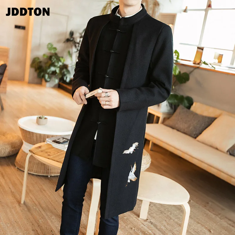 JDDTON Мужское пальто верхняя одежда вышивка Традиционная японская термальная