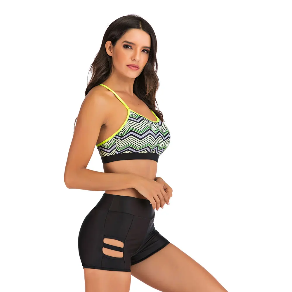 Женский тренировочный бикини спортивные купальники из двух частей купальные