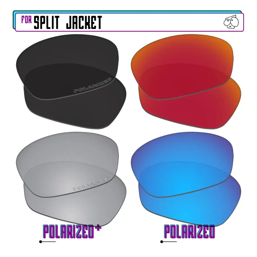 EZReplace Polarized Replacement Lenses for - Oakley Split Jacket Sunglasses - BkSrP Plus-RedBlueP
