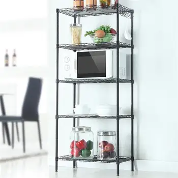 ［USA READY STOCK］Changeable Assembly Floor Standing Carbon Steel Storage Rack Black