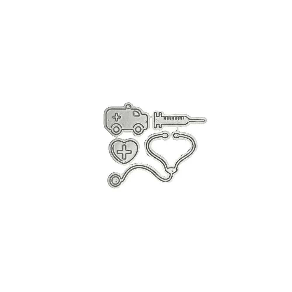 

Doctors Medical Accessories Metal Cutting Dies Silver Stencil For Scrapbooking Paper Cards Crafts New 2019 Decorative Embossing