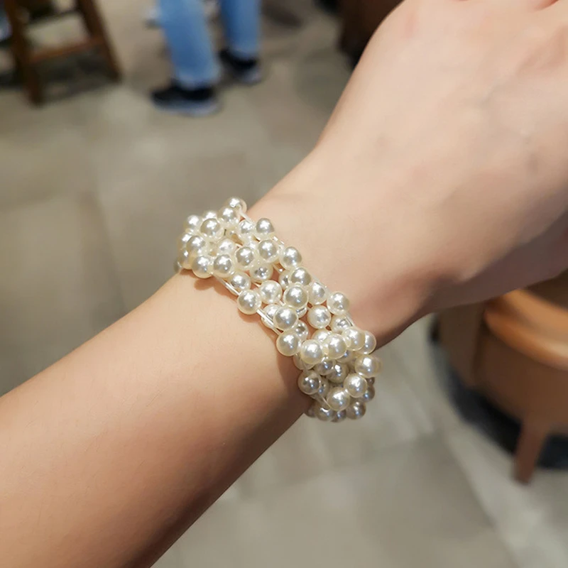 Женские аксессуары для волос длинные эластичные резинки с жемчужинами и