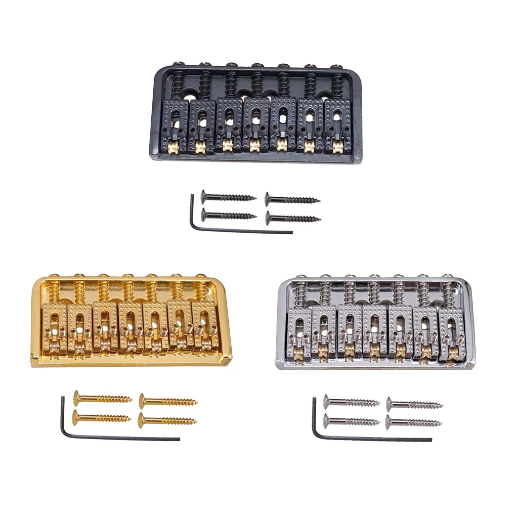 

Durable Roller Saddle Bridge Tailpiece with Screws Wrench DIY for 7-String Electric Guitar