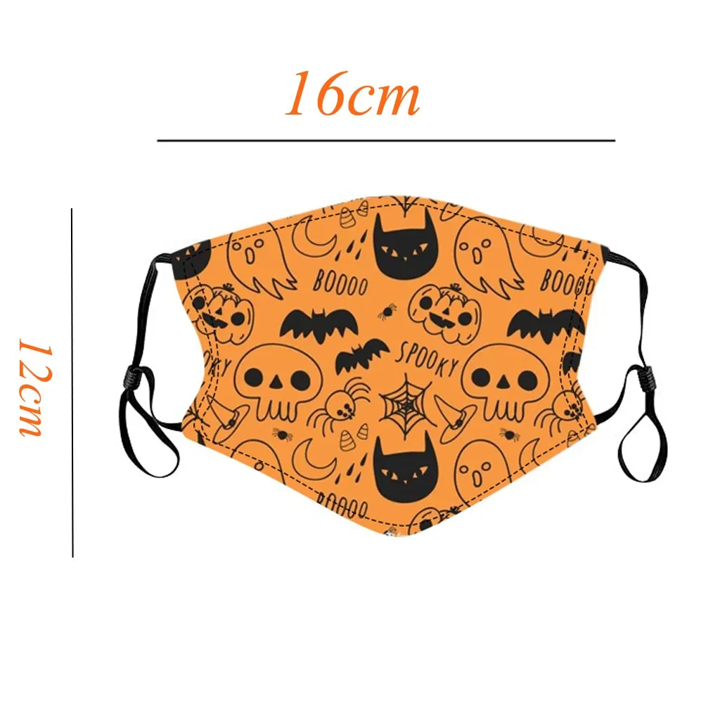 

50pcs Halloween Adult Disposable Face Mask Pumpkin Print Breathable Mask 3ply Ear Loop White Windproof Mouth Mask Mascarilla