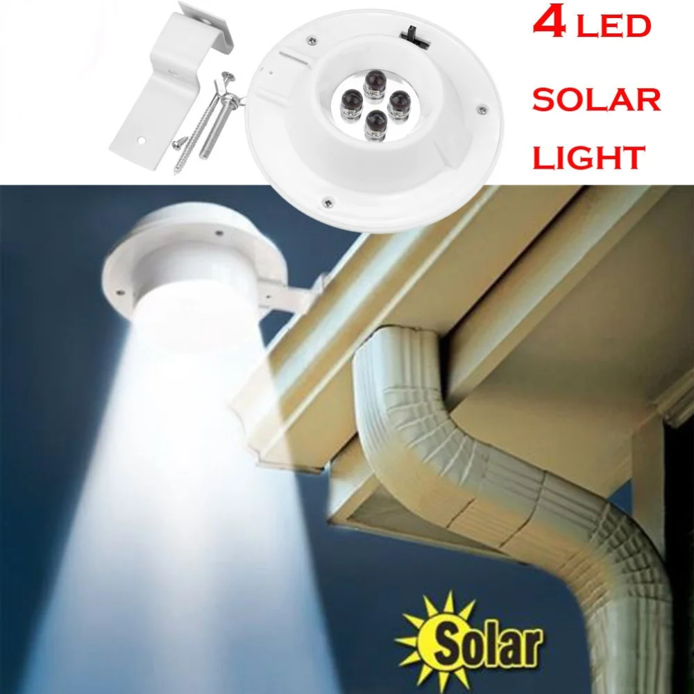 

High Quality 4 LED Solar Powered Gutter Light Outdoor Home Garden Yard Wall Fence Pathway Lamp Night Street