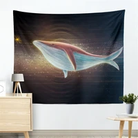 whale tapestry blue and white fish wall carpet animal wall hanging purple orange home decor drop ship