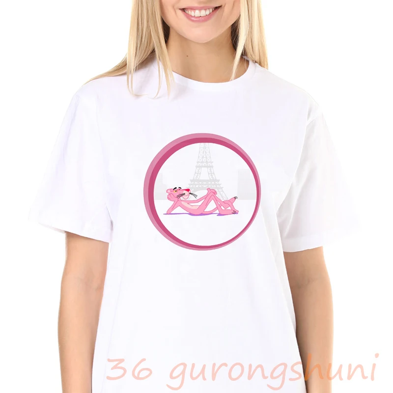 tops cute anime cartoon graphic t shirts tees print tshirt goth pink panther shirt women grunge aesthetic clothes streetwear | Женская