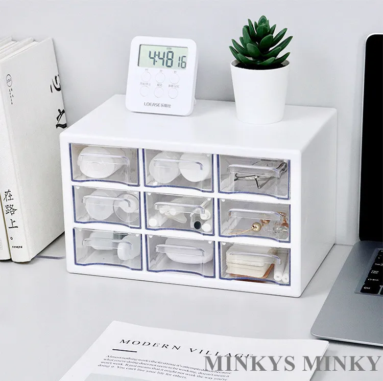 

Новое поступление, настольный органайзер MINKYS с 9 сетками, коробка для хранения, 1 шт., Бесплатная наклейка, милые школьные канцелярские прина...