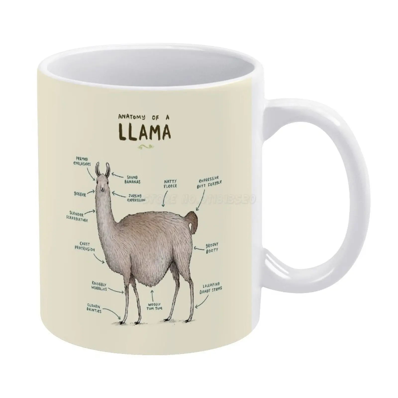 Белая чашка с анатомией ламы 11 унций керамическая для чая кофейная лампа подарок