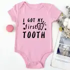 Я получил первый детский комбинезон с принтом зубов, 100% хлопок, мягкий комбинезон для новорожденных от 0 до 24 месяцев, Одежда для младенцев