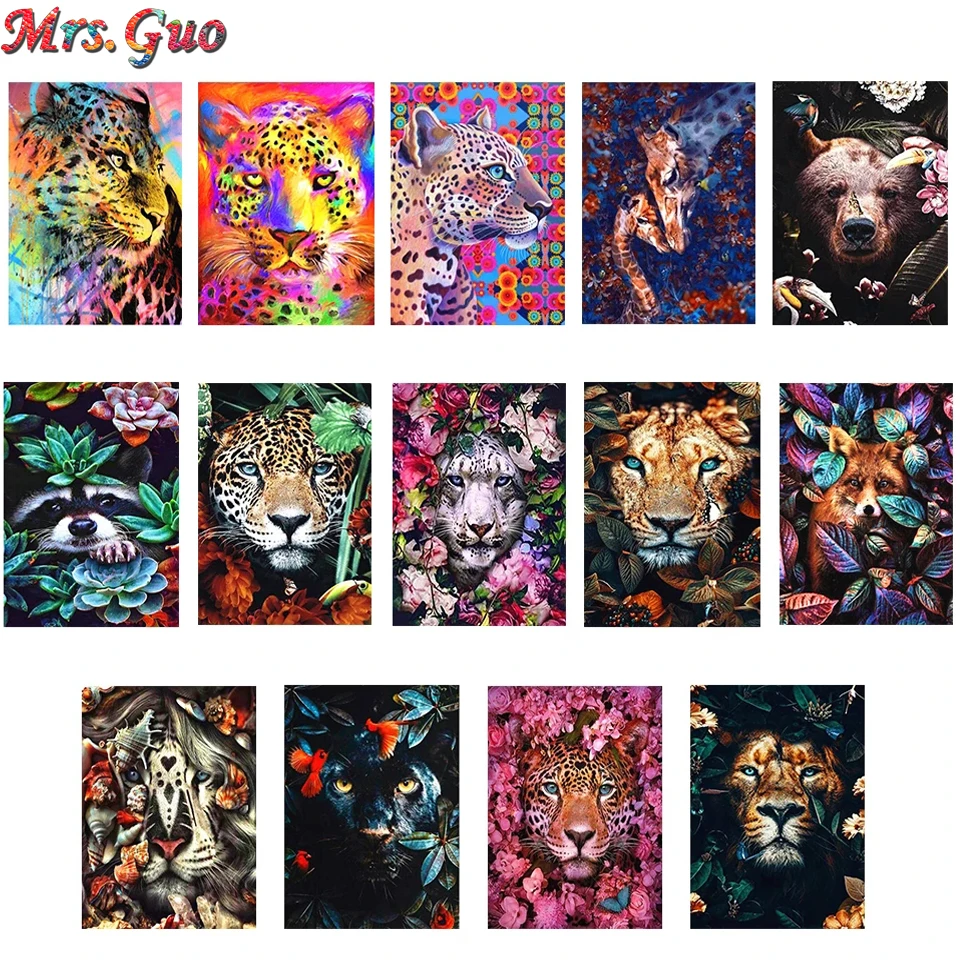 

5d DIY Flower Animal Diamond Painting Full Square round Drill Rhinestone mosaic Embroidery Kit Decoration Gift Hanging Painting