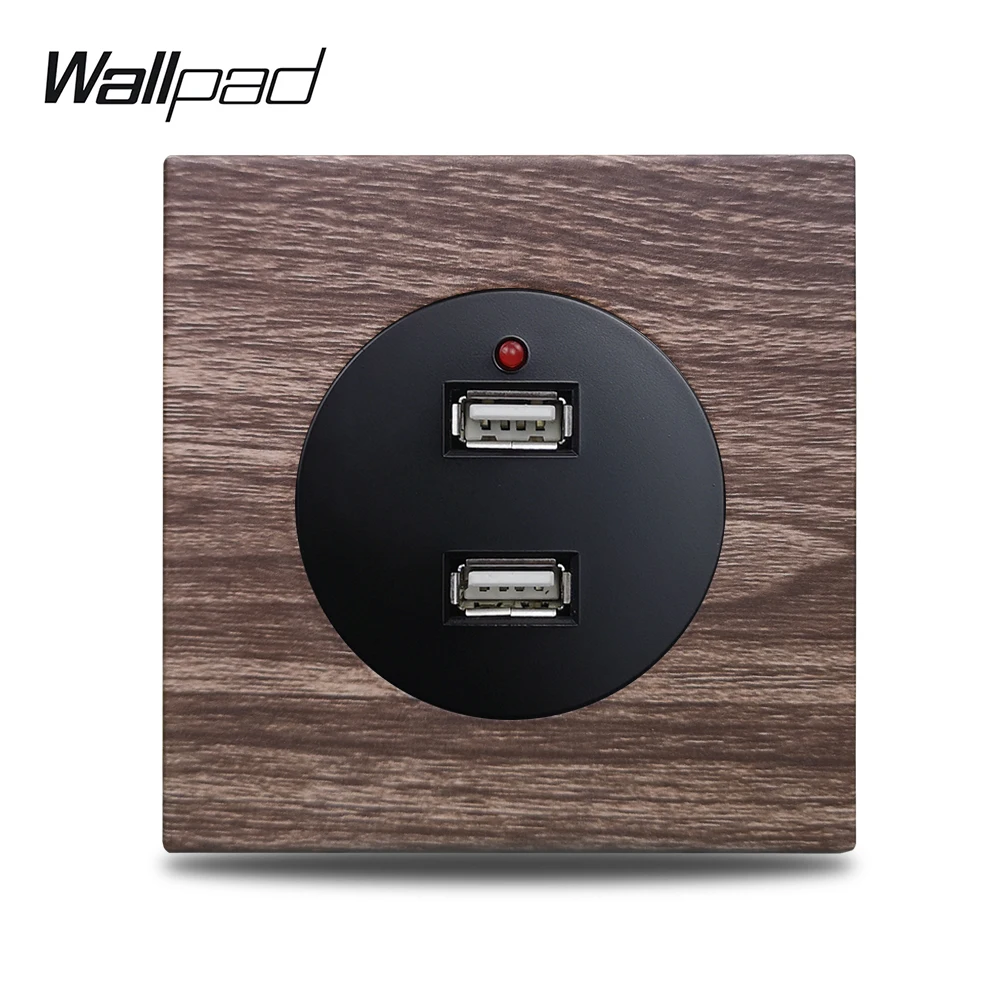Wallpad L6 двойной 2 USB порт для зарядки розетки 2.4A розетка алюминиевая деревянная