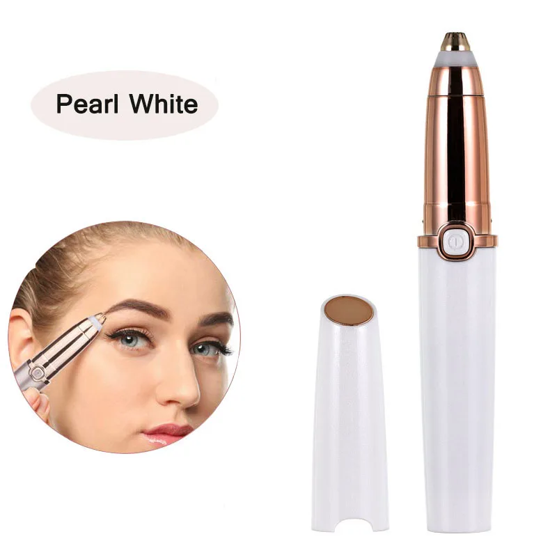 PearlWhite Электрический эпилятор для лица и бровей, мини бритва для бровей, бритва, мгновенный безболезненный портативный бритвенный триммер для бритья бровей - Цвет: PearlWhite