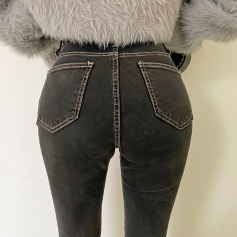 

Korean Style Vintage Slim Pencil Pants Streetwear Boyfriend Denim Trousers Elegant Sexy Skinny Woman Jeans High Waist